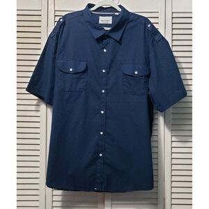 Paper Denim & Cloth Short Sleeve Button Up Shirt Mens 4XL Blue Print 100% Cotton